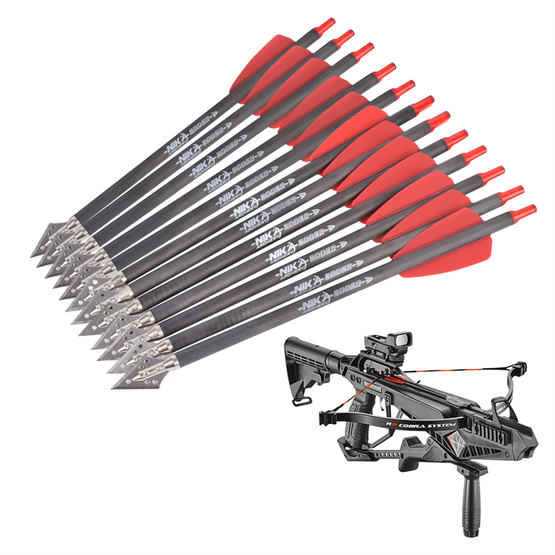 Nika íjászat 114521-04 ID6.2mm szénszálas Crossbow csavarok acéllemez Broadheads Cobra rendszer adder/r9/RX Archery vadászat